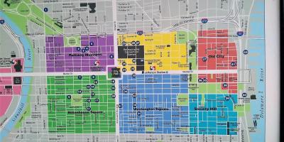 Karta centra grada Philadelphia