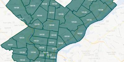 Karta okolice Philadelphiji i zip kodove