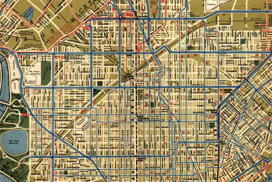 mapa ulica Philadelphia