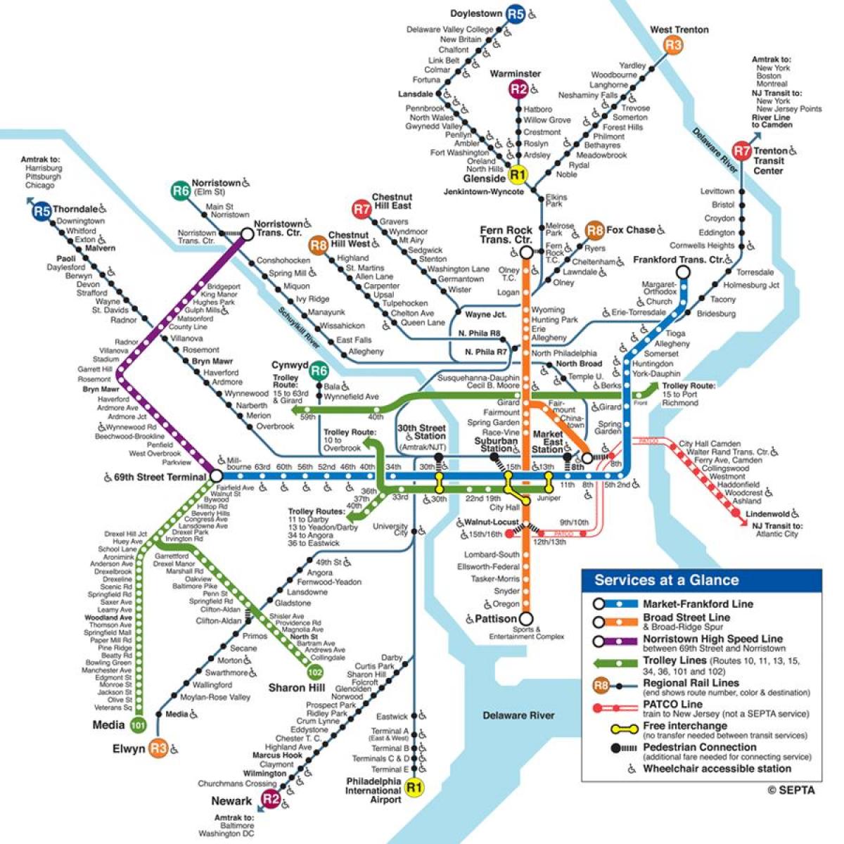 karta Philadelphiji metro
