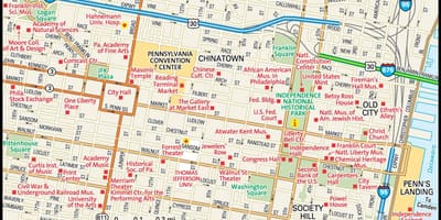 Karta centra grada Philadelphia